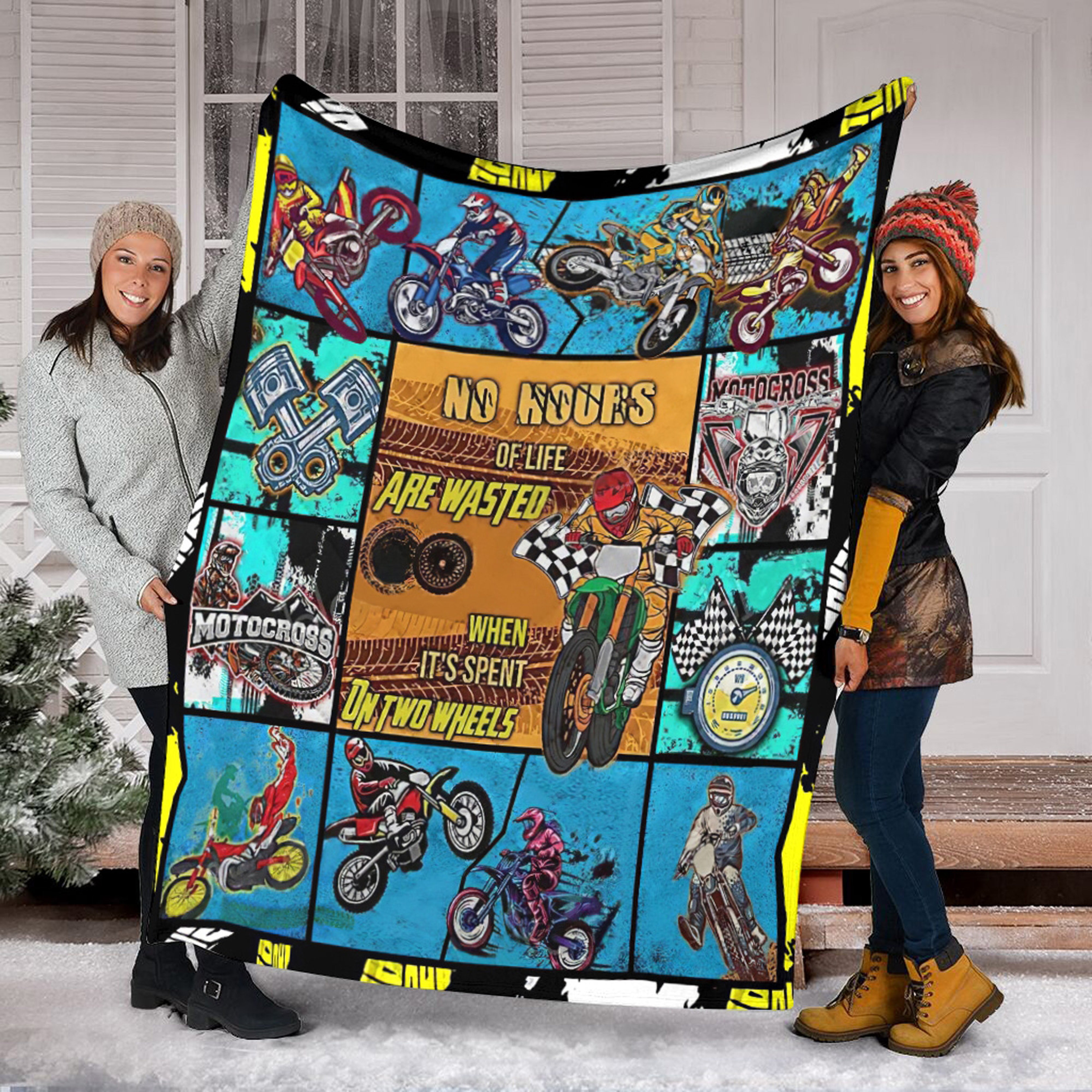 Motocross Racing Boy Quilt Blanket, Perfect Birthday Gift