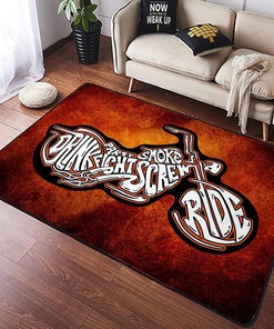 Motorcycle Chopper Area Rug for Home Decoration