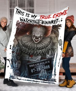 Mugshot Pennywise Blanket - True Crime Watching - IT Movie Horror Characters Throw
