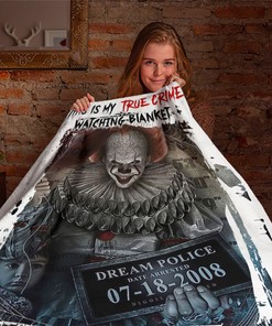 Mugshot Pennywise Blanket - True Crime Watching - IT Movie Horror Characters Throw