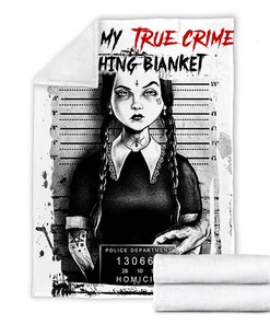 Mugshot Wednesday Addams Blanket - True Crime Watching - Horror Characters Throw