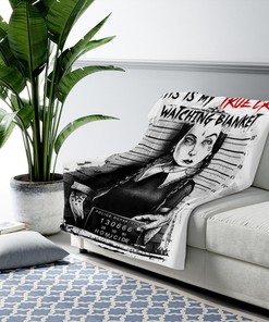 Mugshot Wednesday Addams Blanket - True Crime Watching - Horror Characters Throw