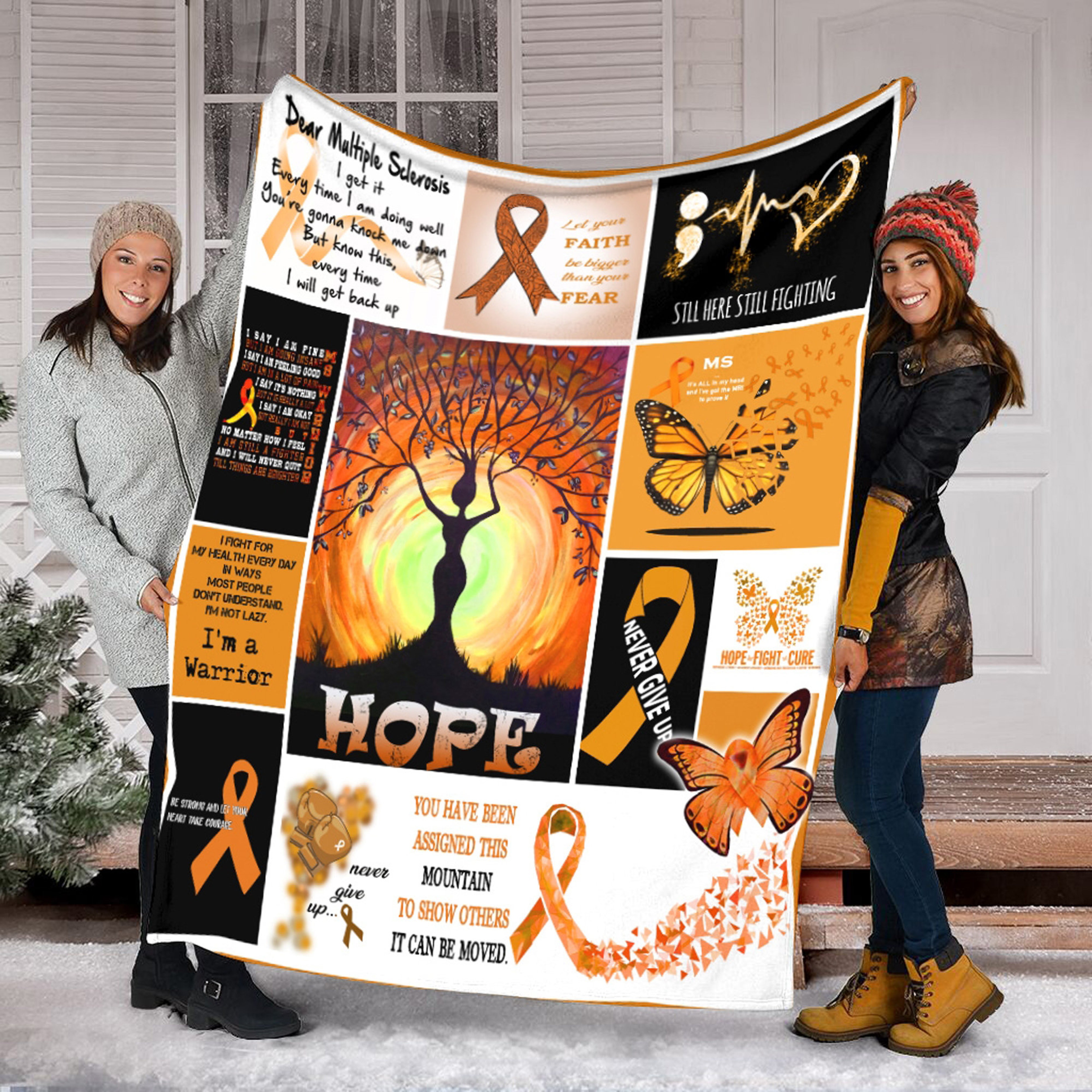 Multiple Sclerosis Awareness Quilt Blanket, Customize Your Name