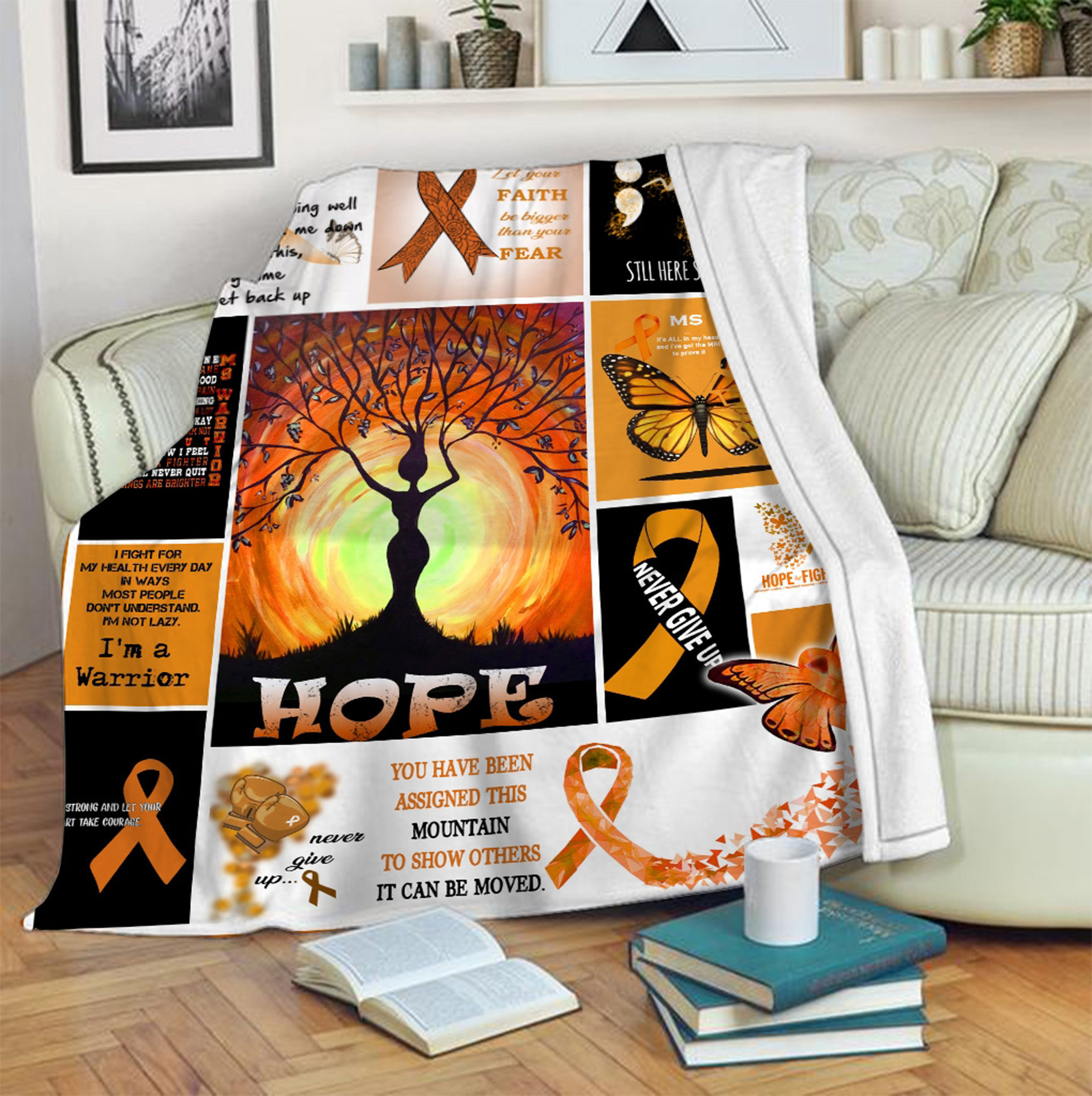 Multiple Sclerosis Awareness Quilt Blanket, Customize Your Name