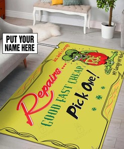 My Grage My Rules Rat Fink Hot Rod Area Rug Hot Rod Rug for Garage