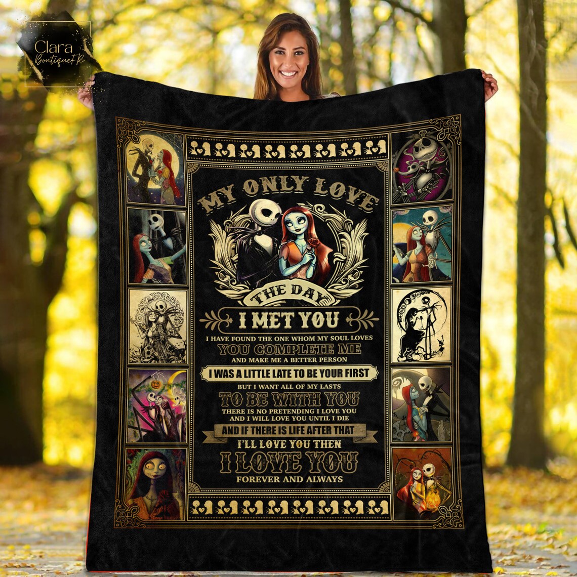 My Only Love The Day I Met You I Found The One My Soul Loves Fleece Sherpa Blanket, Jack And Sally Quilt