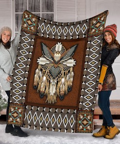 Native Eagle Hippie Quilt Blanket, Anniversary Gift