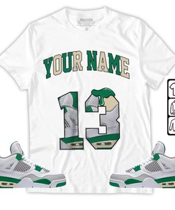 Number 13 Custom Unisex Sneaker Shirt Match Retro Pine Green 4s Tee, Jordan 4 Pine Green T-Shirt, Hoodie, Sweatshirt