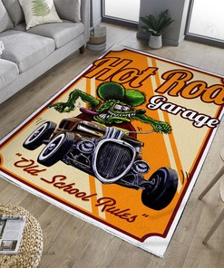 Old School Rules Hot Rod Garage Rug Hot Rod Rug for Garage