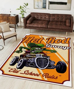 Old School Rules Hot Rod Garage Rug Hot Rod Rug for Garage