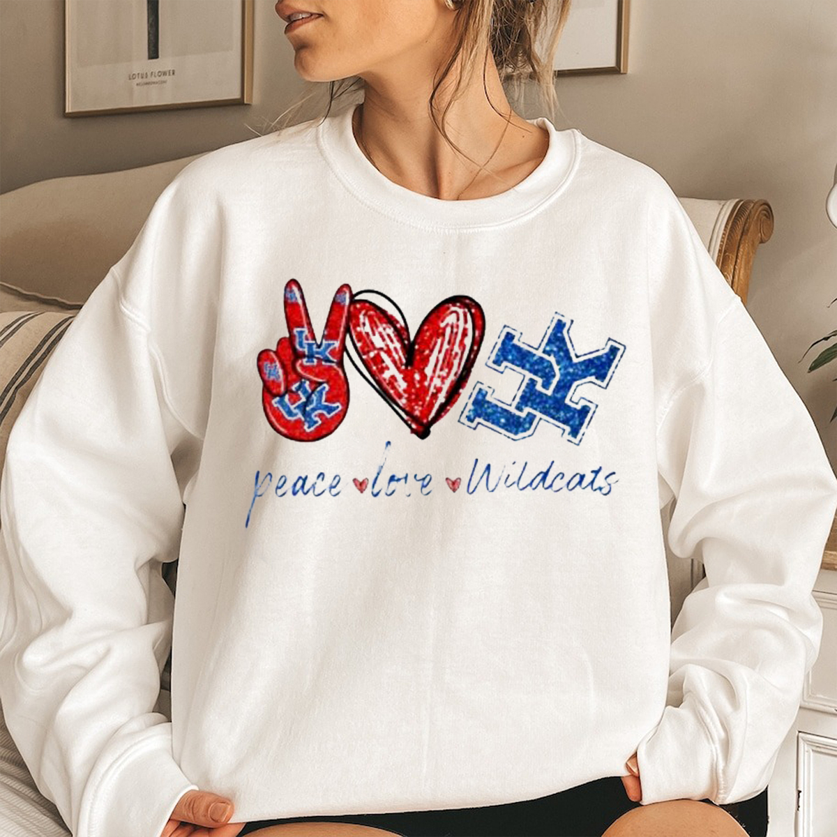 Peace Love Kentucky Wildcats Sweatshirt Fan Gift