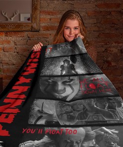 Pennywise Blanket - Horror Characters Throw - Scary Movie Gift - IT Movie Custom Name