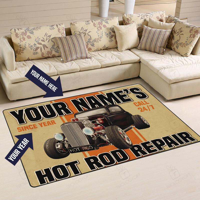 Personalize Hot Rod Repair Area Rug for Home Decoration