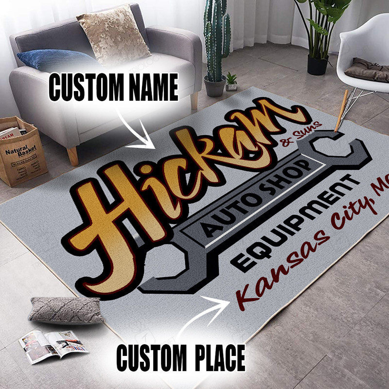 Personalized Auto Shop Equipment Hot Rod Rug for Home Decoration