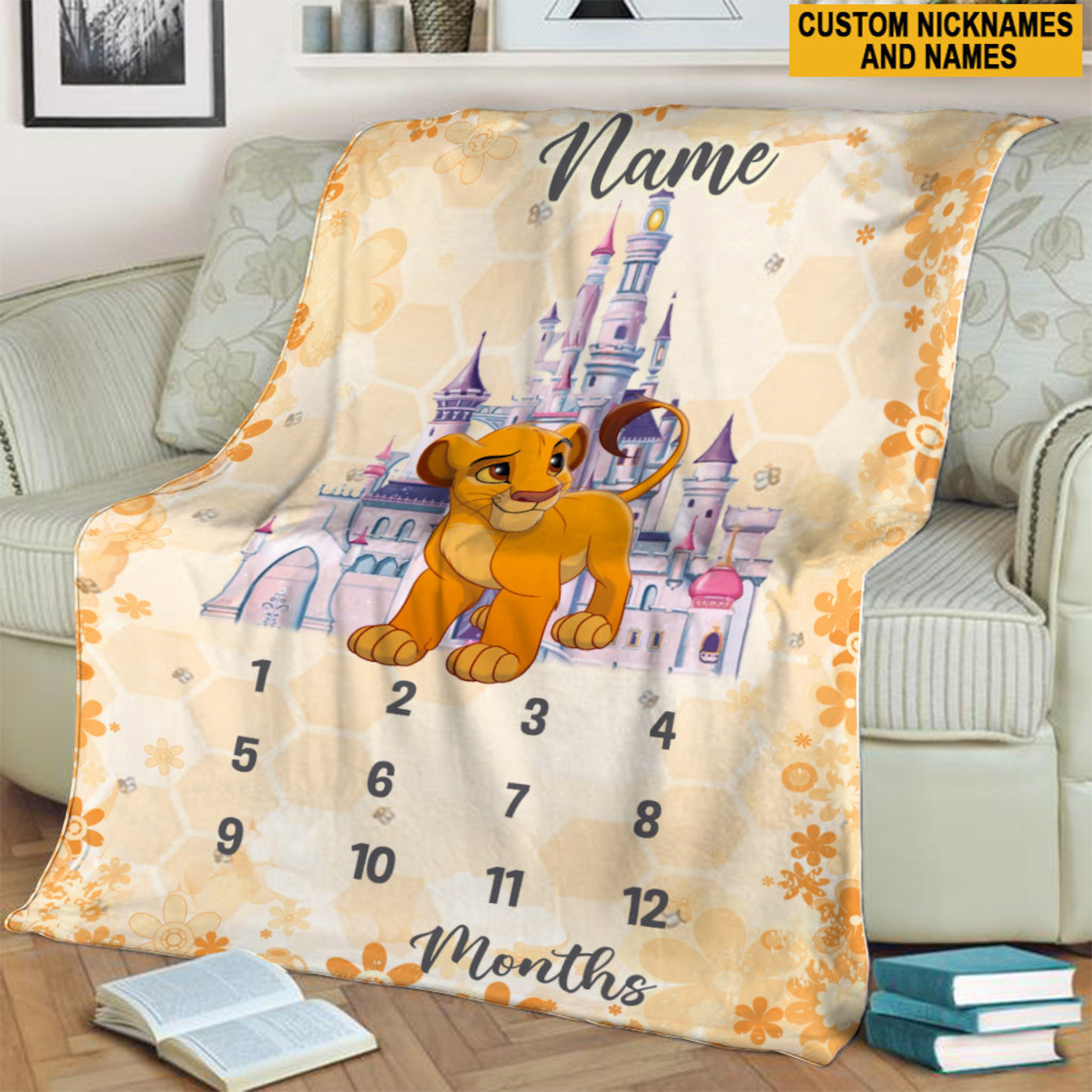 Personalized Baby Boy Quilt Blanket, Lion Design, Safari Baby Shower, Jungle Baby Fleece, Custom Name Blanket, Baby Gift