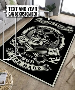 Personalized Biker Motorcycle Rug for Home Decoration