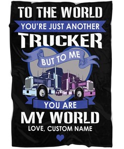 Personalized Blanket for Dad Trucker, Dad Are The World Fleece Blanket, Dad Truck Driver Blanket