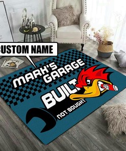 Personalized Built Not Bought Duck Hot Rod Rug for Garage