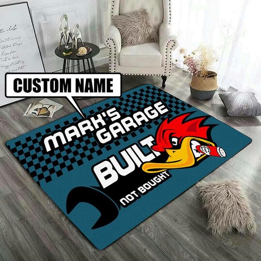 Personalized Built Not Bought Duck Hot Rod Rug for Garage
