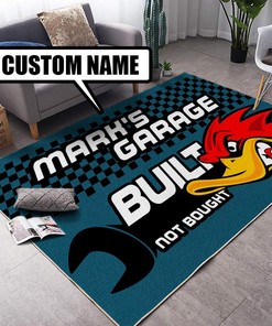 Personalized Built Not Bought Duck Hot Rod Rug for Garage