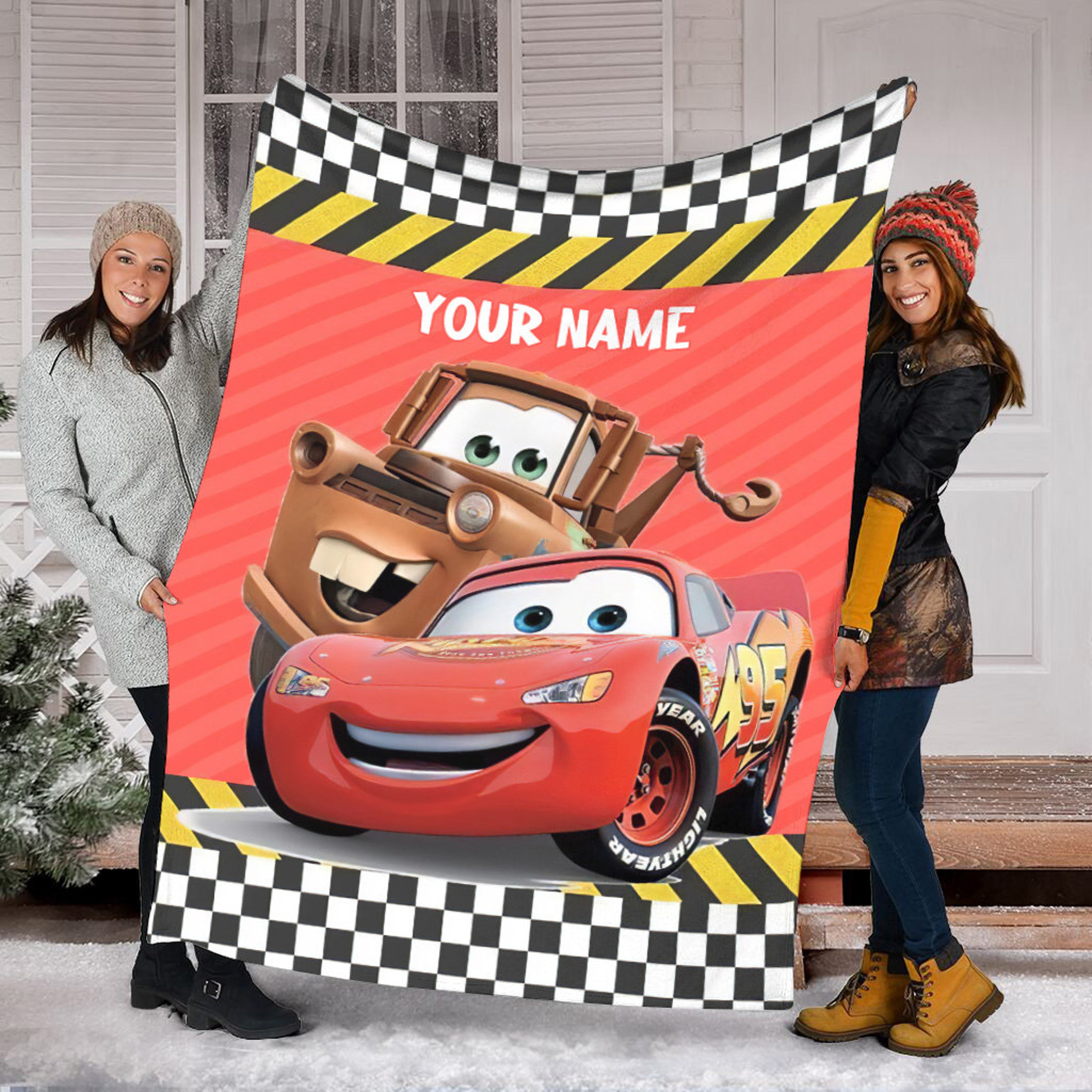 Personalized Cars Lightning McQueen Quilt Blanket, Lightning McQueen
