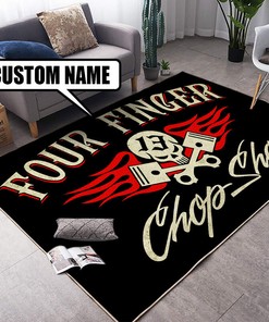 Personalized Chop Shop Hot Rod Rug - Unique Home Decor for Hot Rod Enthusiasts