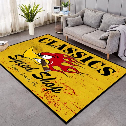 Personalized Classic Speed Shop Hot Rod Area Rug for Garage
