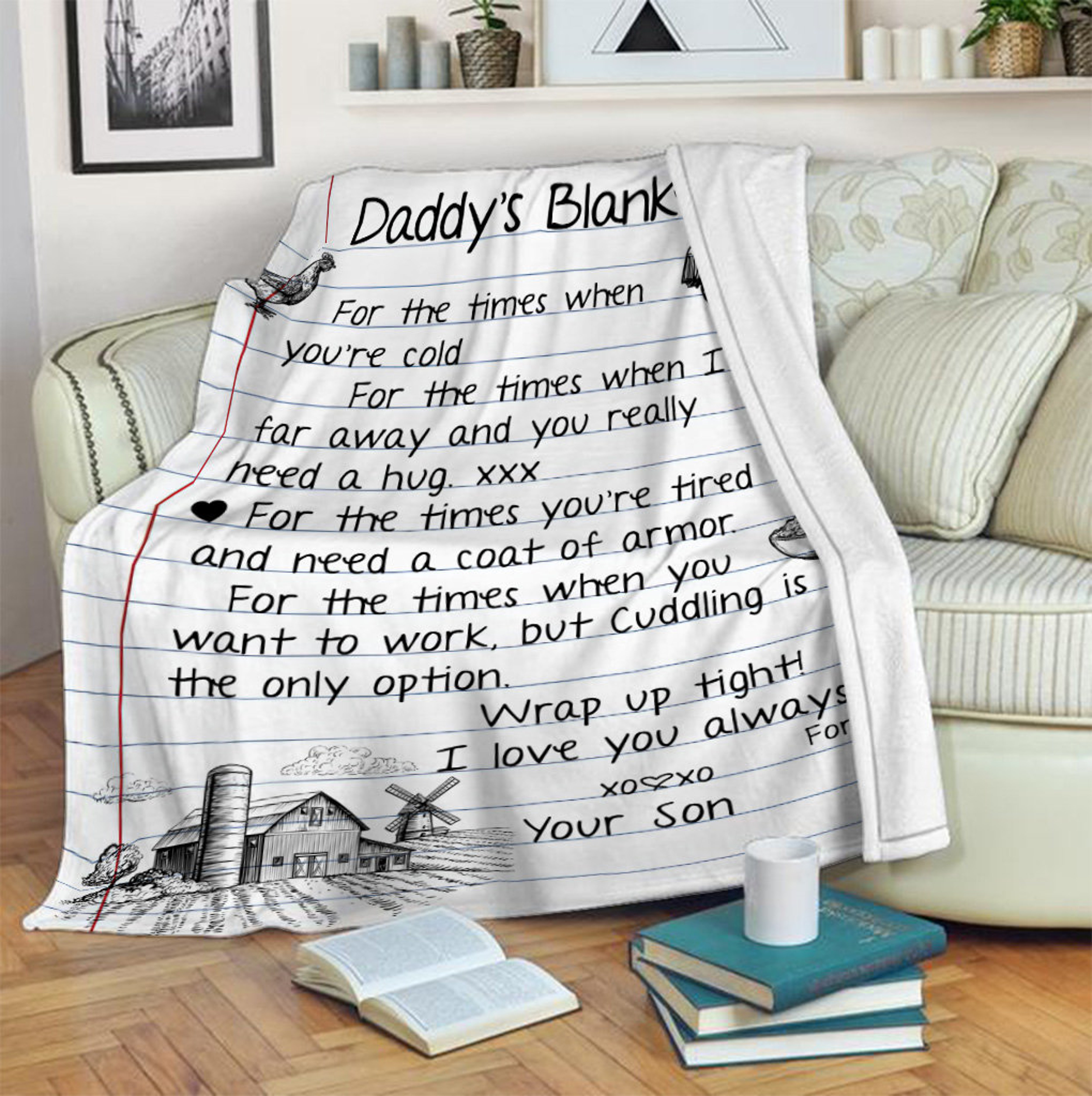 Personalized Daddy's Farmer Quilt Blanket, Father's Day Blanket, Fleece Sherpa Quilt Blanket, Custom Name Quilt Blanket, Home Decor
