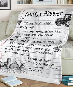 Personalized Daddy's Farmer Quilt Blanket, Father's Day Blanket, Fleece Sherpa Quilt Blanket, Custom Name Quilt Blanket, Home Decor
