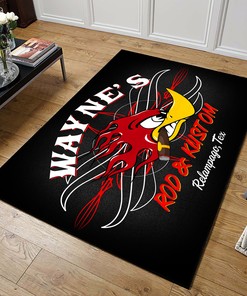 Personalized Devil Rod And Pinstripe Speed Shop Area Rug