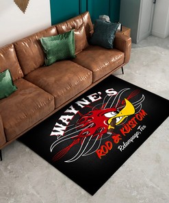 Personalized Devil Rod And Pinstripe Speed Shop Area Rug