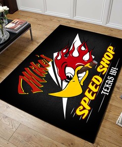 Personalized Devil Speed Shop Garage Area Rug