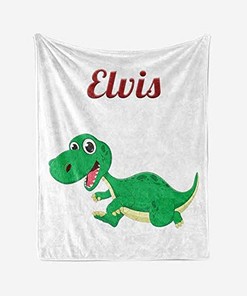 Personalized Dinosaur Blanket Birthday Holiday Present, Unique Special Fun Idea