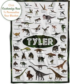 Personalized Dinosaur Blanket, Personalized Blanket for Office, Camping & Picnic