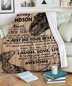 Personalized Dinosaur Quilt Blanket for Grandson - Heartwarming Birthday or Christmas Gift