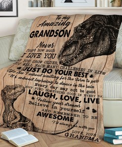 Personalized Dinosaur Quilt Blanket for Grandson - Heartwarming Birthday or Christmas Gift