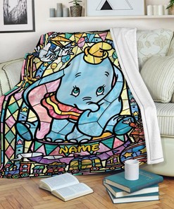Personalized Dumbo Quilt Blanket, Family Dumbo Fleece Blanket, Dumbo Birthday Gift, Dumbo Christmas Gift