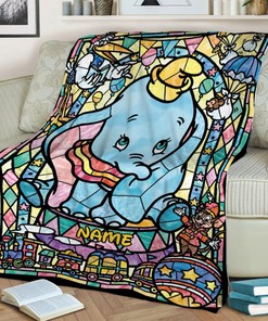 Personalized Dumbo Quilt Blanket, Family Dumbo Fleece Blanket, Dumbo Birthday Gift, Dumbo Christmas Gift