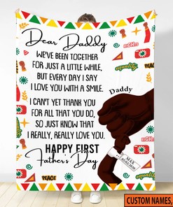 Personalized Father's Day Juneteenth Quilt Blanket, Custom Name and Date Quilt Blanket, Juneteenth Fleece Sherpa Blanket