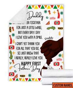 Personalized Father's Day Juneteenth Quilt Blanket, Custom Name and Date Quilt Blanket, Juneteenth Fleece Sherpa Blanket