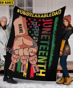 Personalized Father's Day Juneteenth Quilt Blanket, Unbreakabledad Quilt Blanket, Father's Day Gift, Dad Gift Ideas, Gift From Kid