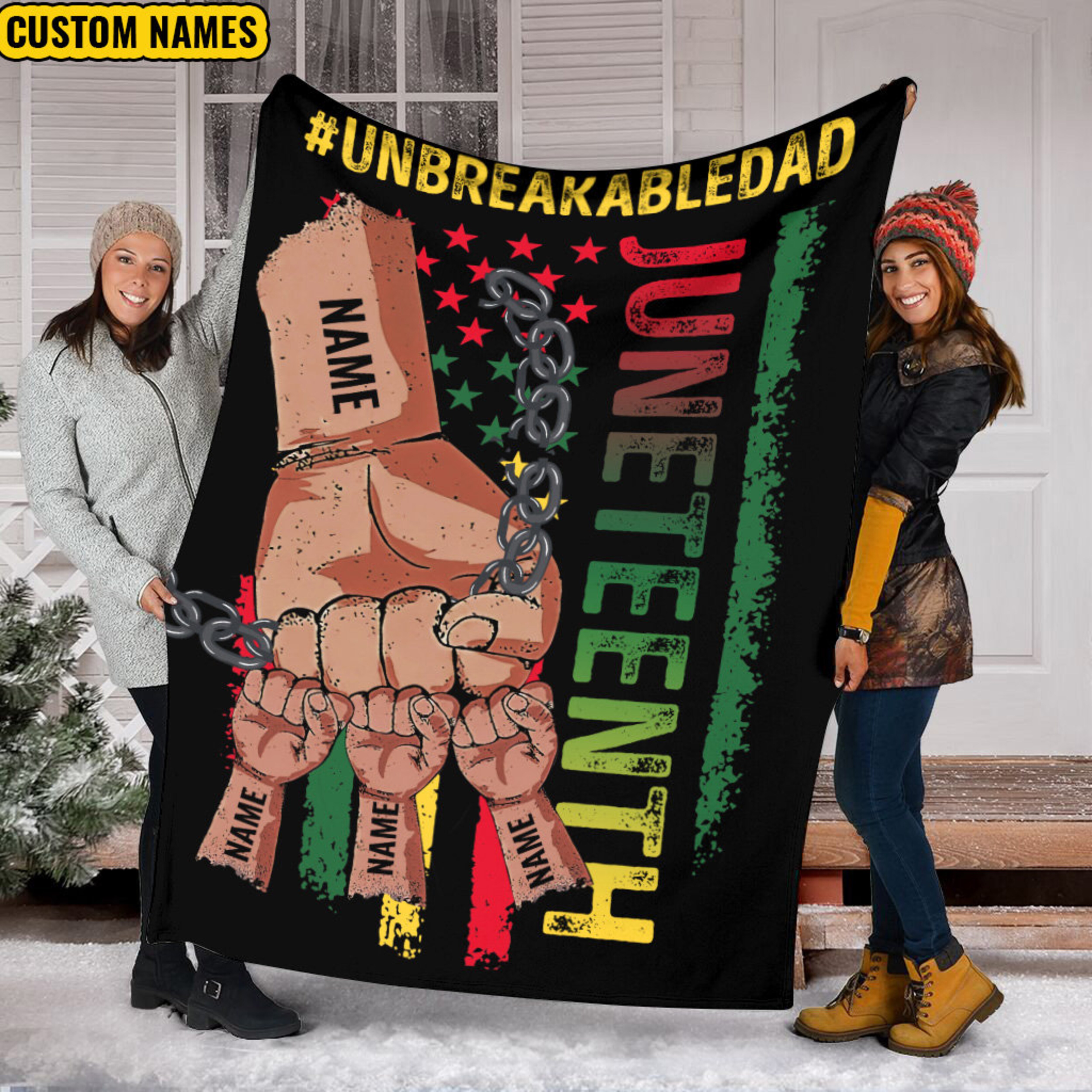 Personalized Father's Day Juneteenth Quilt Blanket, Unbreakabledad Quilt Blanket, Father's Day Gift, Dad Gift Ideas, Gift From Kid