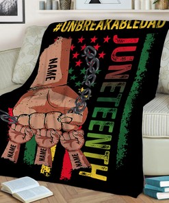 Personalized Father's Day Juneteenth Quilt Blanket, Unbreakabledad Quilt Blanket, Father's Day Gift, Dad Gift Ideas, Gift From Kid
