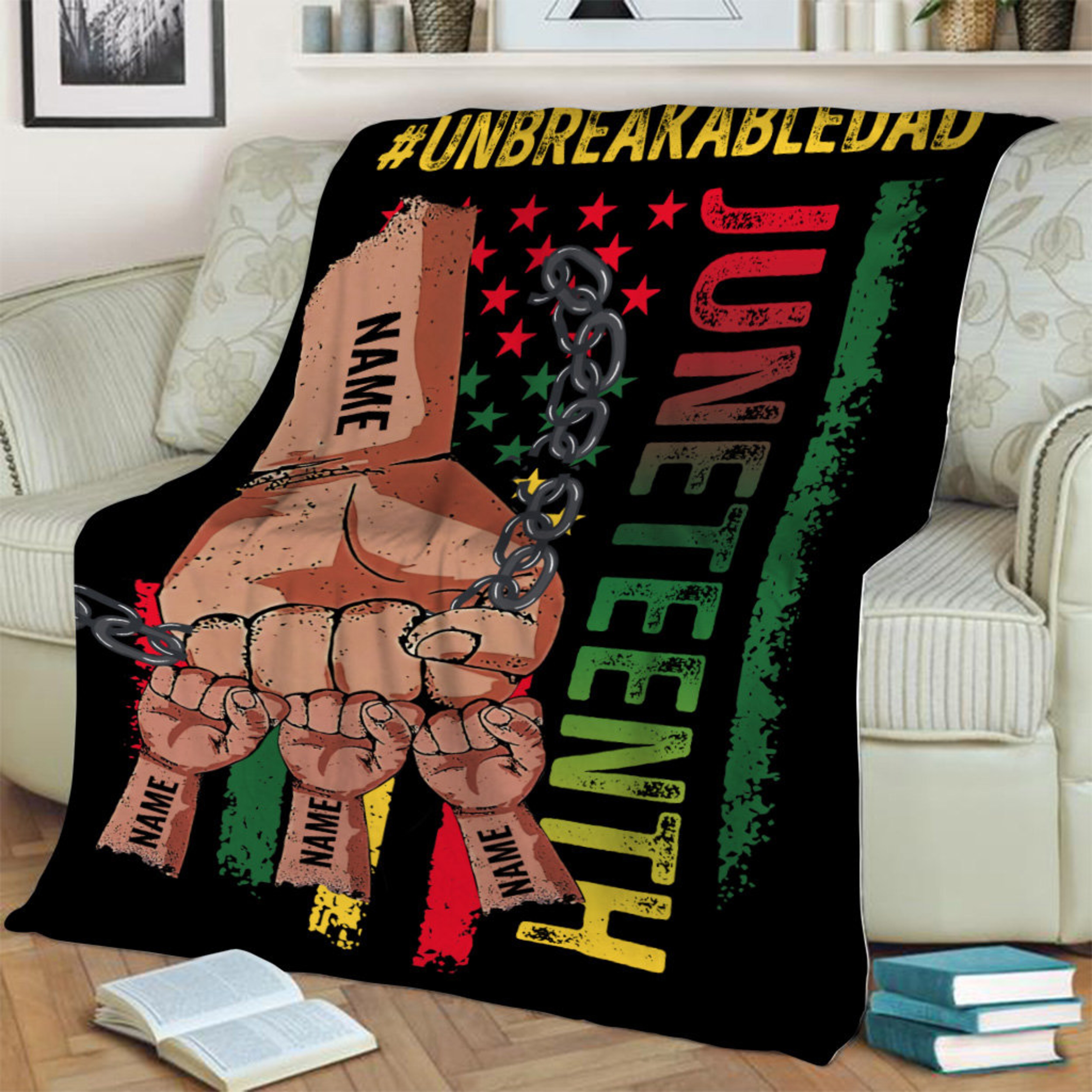 Personalized Father's Day Juneteenth Quilt Blanket, Unbreakabledad Quilt Blanket, Father's Day Gift, Dad Gift Ideas, Gift From Kid