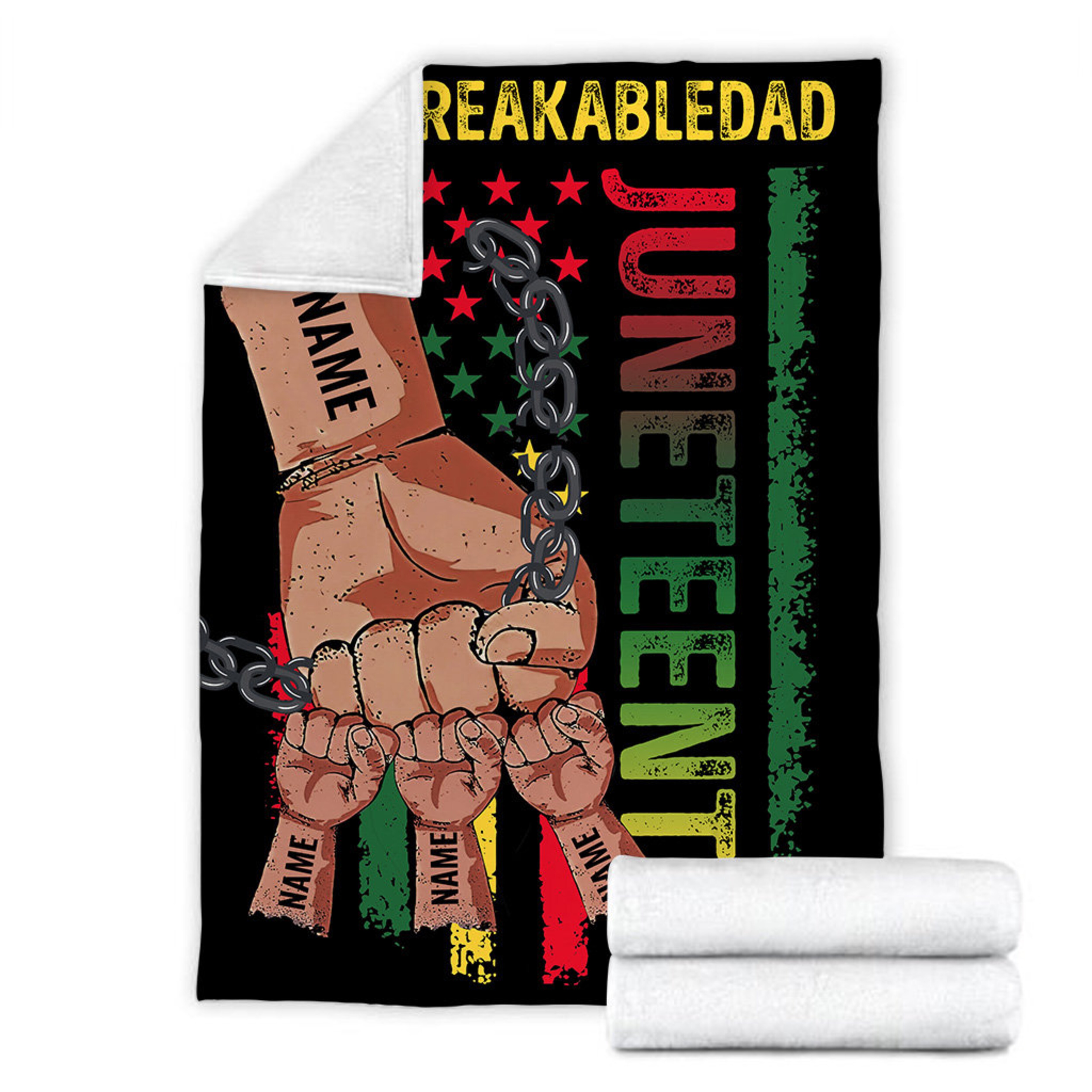 Personalized Father's Day Juneteenth Quilt Blanket, Unbreakabledad Quilt Blanket, Father's Day Gift, Dad Gift Ideas, Gift From Kid