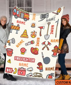 Personalized Firefighter Dad Fleece Quilt Blanket, Fire Car Quilt Blanket, Father's Day Gift, Soft Mink Sherpa Quilt Blanket