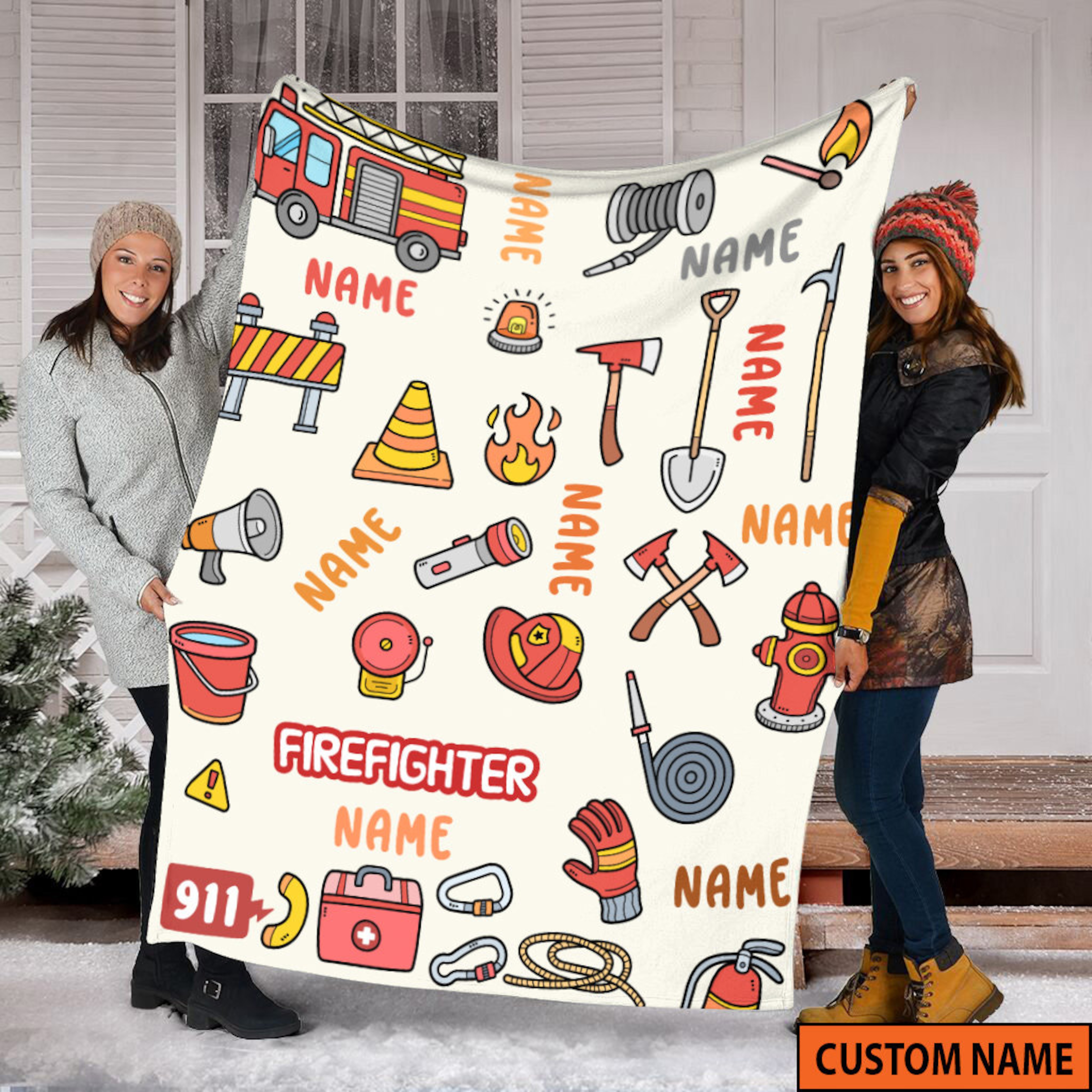 Personalized Firefighter Dad Fleece Quilt Blanket, Fire Car Quilt Blanket, Father's Day Gift, Soft Mink Sherpa Quilt Blanket