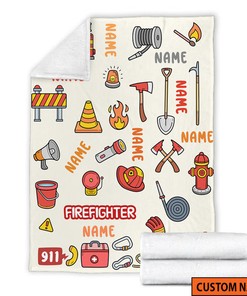 Personalized Firefighter Dad Fleece Quilt Blanket, Fire Car Quilt Blanket, Father's Day Gift, Soft Mink Sherpa Quilt Blanket