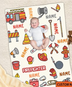 Personalized Firefighter Dad Fleece Quilt Blanket, Fire Car Quilt Blanket, Father's Day Gift, Soft Mink Sherpa Quilt Blanket