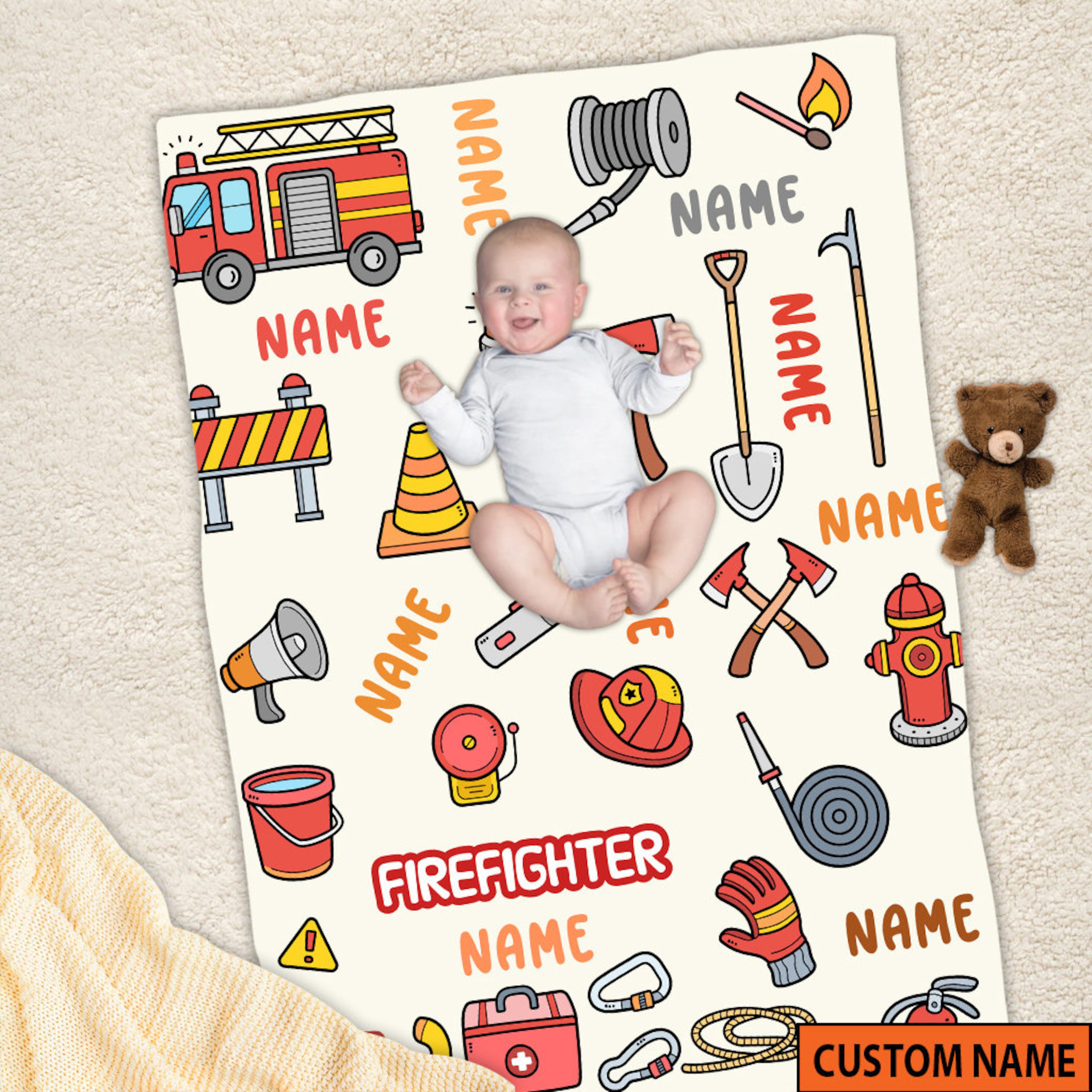 Personalized Firefighter Dad Fleece Quilt Blanket, Fire Car Quilt Blanket, Father's Day Gift, Soft Mink Sherpa Quilt Blanket